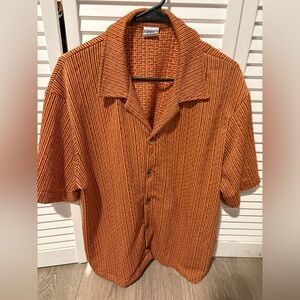 Zara Men's Rust Striped Button Down Shirt